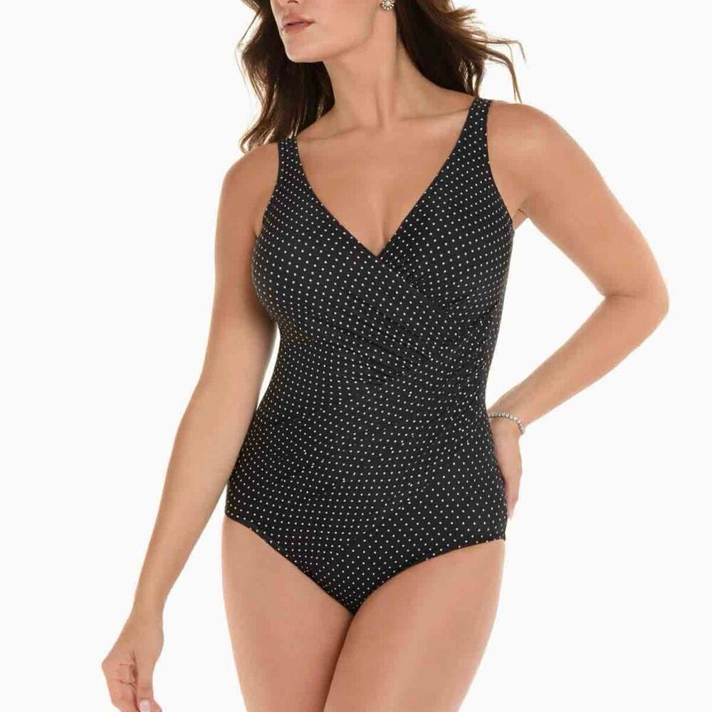 Miraclesuit Oceanus Black Polka Dot One Piece Swimsuit 18
